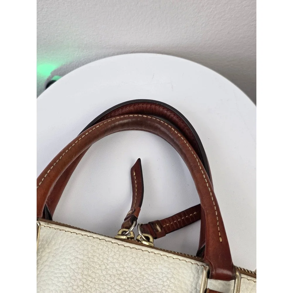 Dooney & Bourke Zip Zip Domed Satchel Pebble Grain Leather Crossbody Bag White